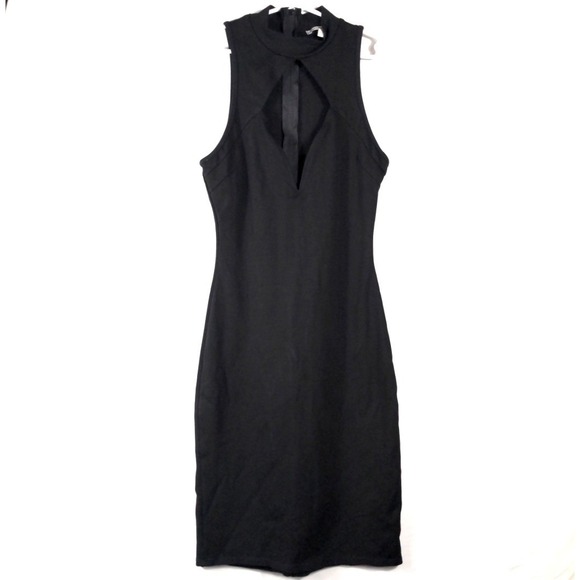 Charlotte Russe Womens XS Bodycon Dress Rayon Blend Black Cutout Mock Neck Club - Picture 8 of 9